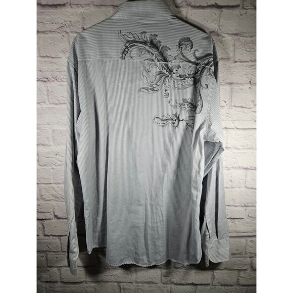 Level Ten Men's Long Sleeve Button Down Shirt L Grey Print XXL - Picture 6 of 8